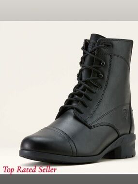 Ariat Black Leather Lace Up Equestrian Paddock Boots Size 6.0B